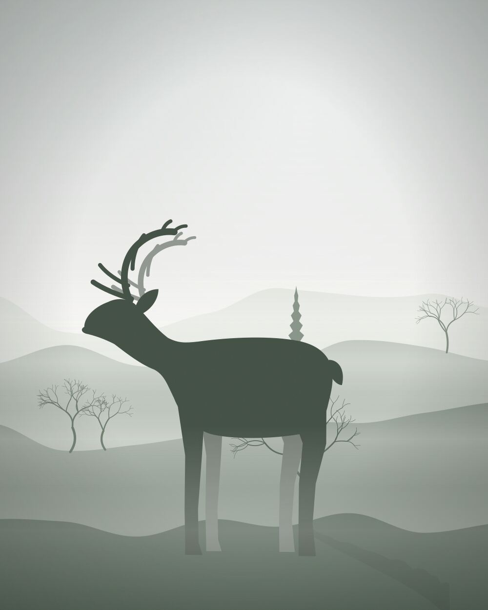 Birch the reindeer on a frosted winter morning.