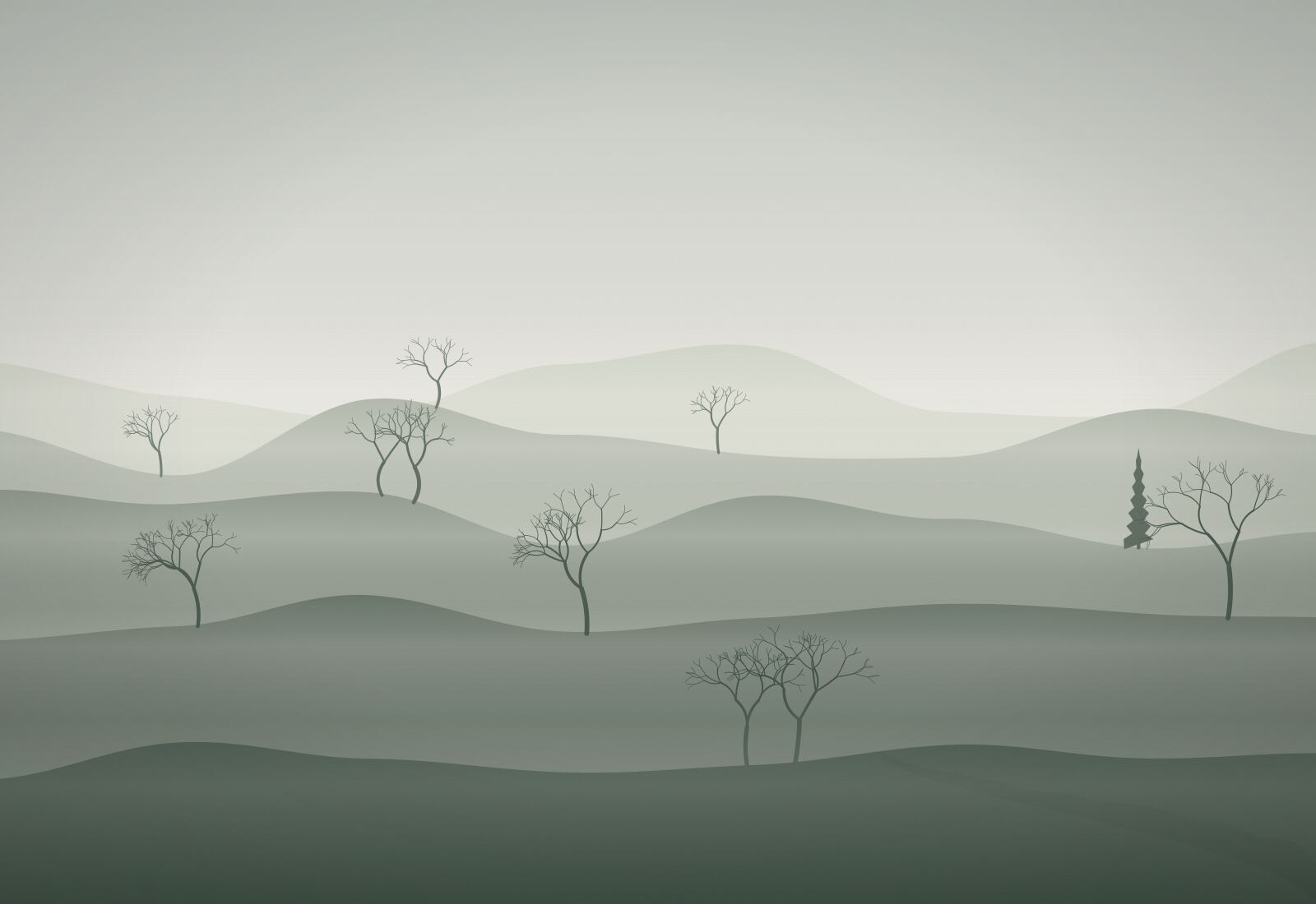Rolling Northern Irish farmland under a soft grey sky.
